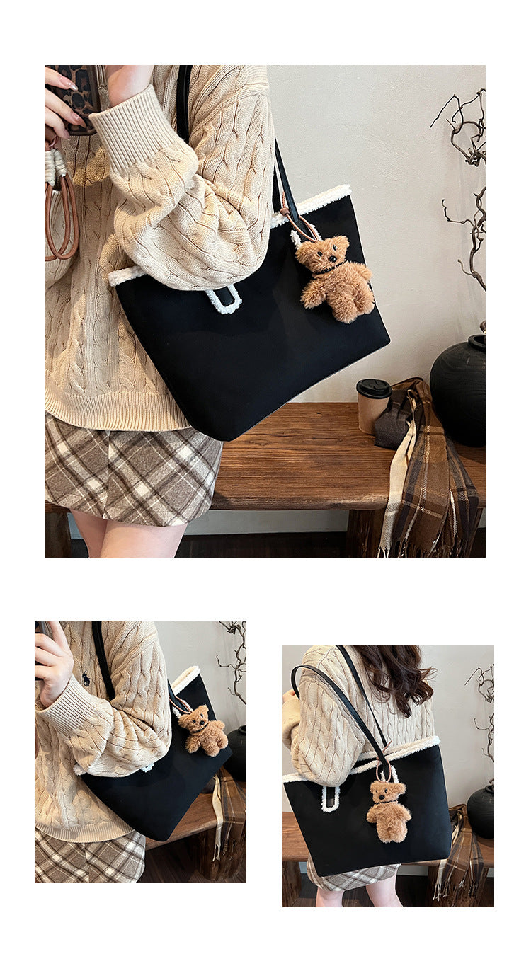 Autumn and Winter Super Hot Style Furry Handbag for Women Simple Fashion Versatile Stylish Single Shoulder Crossbody Bag
