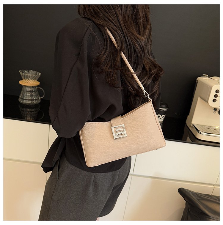Small Square Bag with Stitching PU Zipper Women's Shoulder Bag One Size