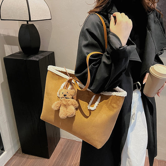 Autumn and Winter Super Hot Style Furry Handbag for Women Simple Fashion Versatile Stylish Single Shoulder Crossbody Bag