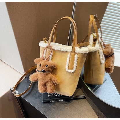 Autumn and Winter Super Hot Style Furry Handbag for Women Simple Fashion Versatile Stylish Single Shoulder Crossbody Bag