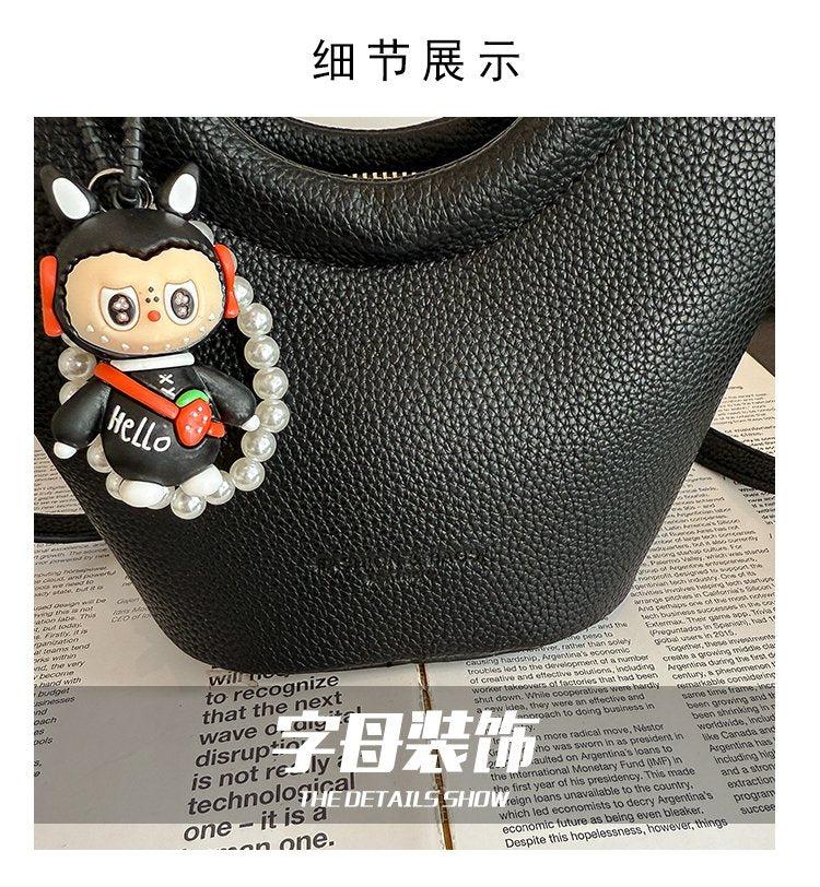 Bucket Bag One Size 2025 Spring Shoulder Bag Zipper PU Women's Bag