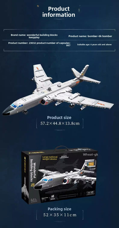 Wonderful Building Blocks Great Power Heavy Equipment Series Boom6K-Bomber Military Assembly Model Boy Toy Gift23032