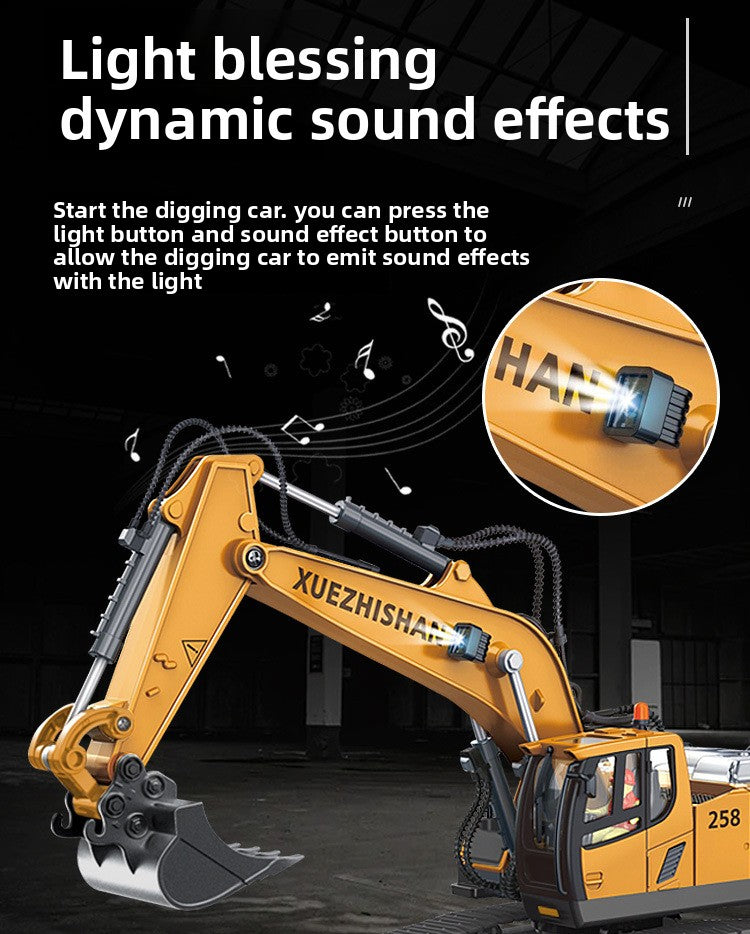 Children's Electric Toy Light and Sound Engineering Vehicle1:20Track Alloy Remote Control Excavator Model