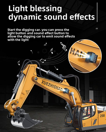 Children's Electric Toy Light and Sound Engineering Vehicle1:20Track Alloy Remote Control Excavator Model