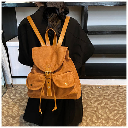 Suede Backpack Women's Large Capacity Retro Backpack