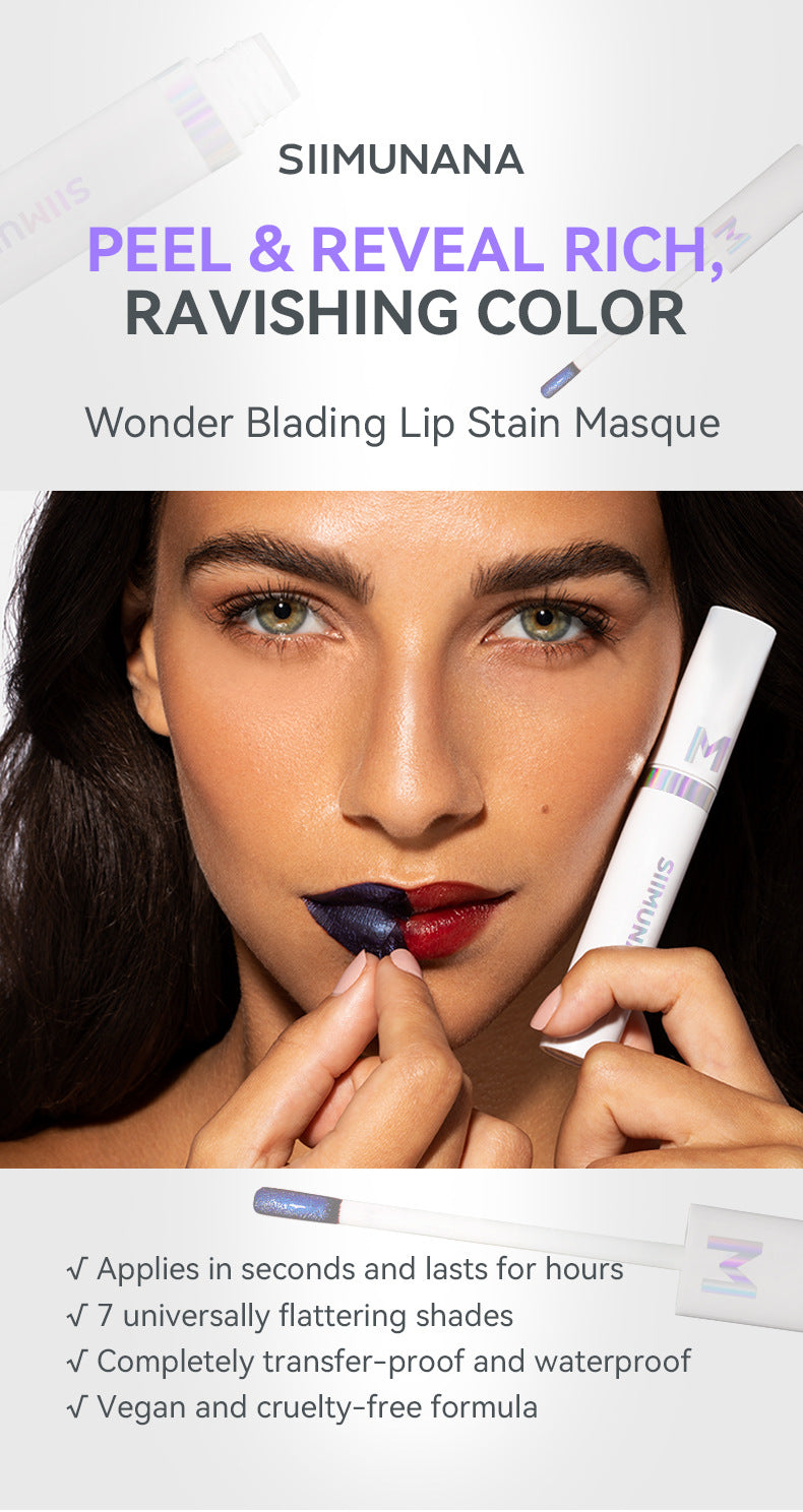 Wonderskin WONDER BLADING Lip Stain Masque – Long-Lasting, Waterproof, Transfer-Proof Colour Gloss Lipgloss with Hydrating Vegan Formula for Soft, No-Fade Lips