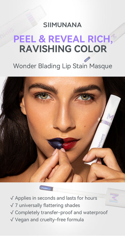 Wonderskin WONDER BLADING Lip Stain Masque – Long-Lasting, Waterproof, Transfer-Proof Colour Gloss Lipgloss with Hydrating Vegan Formula for Soft, No-Fade Lips