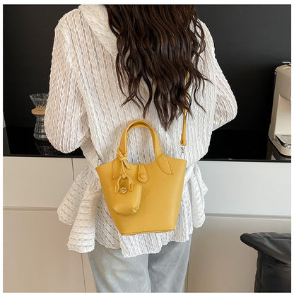 Bucket Bag Shoulder Bag One Size 2025 Spring Magnetic Buckle PU Women's Bag