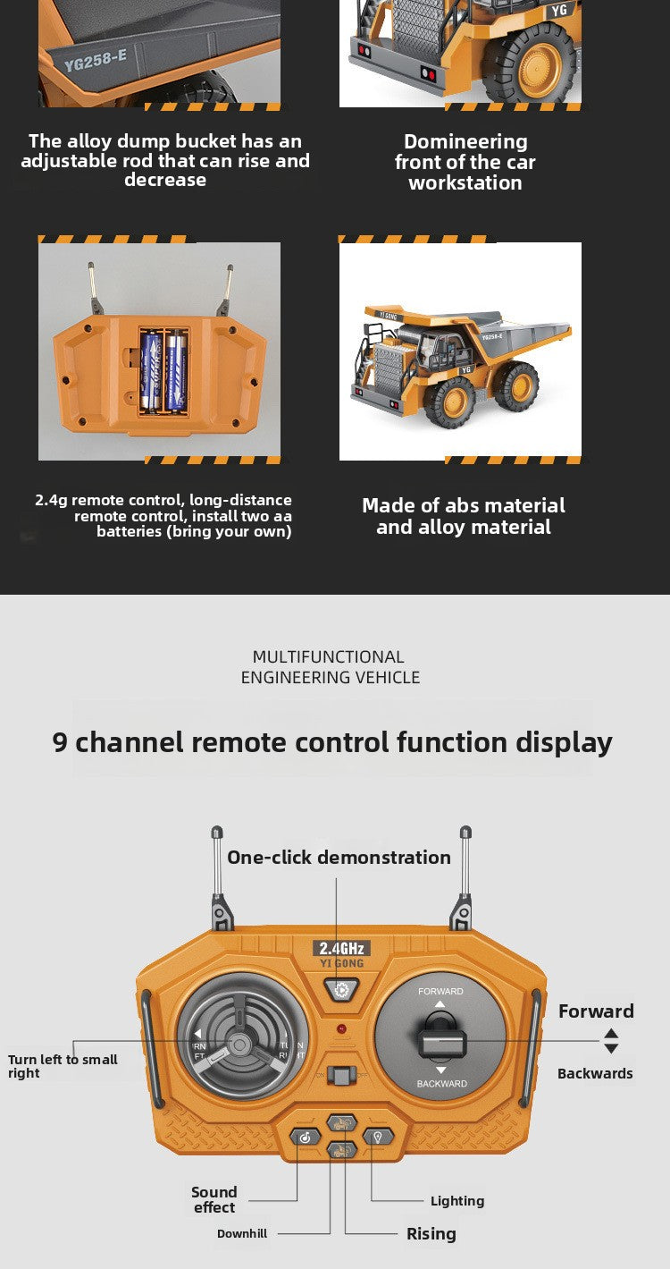 Children's Electric Toy Light and Sound Engineering Vehicle1:20Track Alloy Remote Control Excavator Model