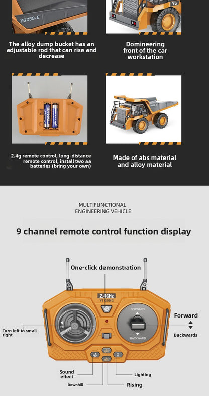Children's Electric Toy Light and Sound Engineering Vehicle1:20Track Alloy Remote Control Excavator Model