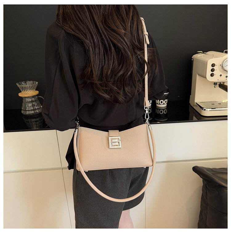 Small Square Bag with Stitching PU Zipper Women's Shoulder Bag One Size