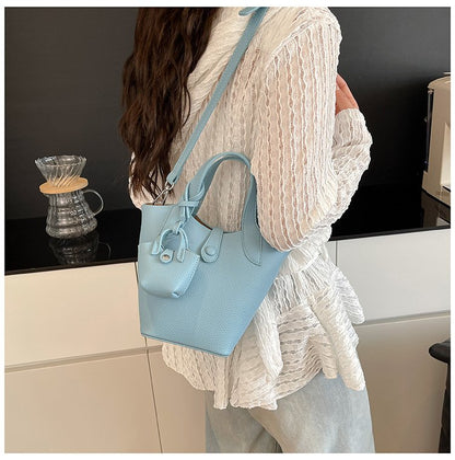 Bucket Bag Shoulder Bag One Size 2025 Spring Magnetic Buckle PU Women's Bag