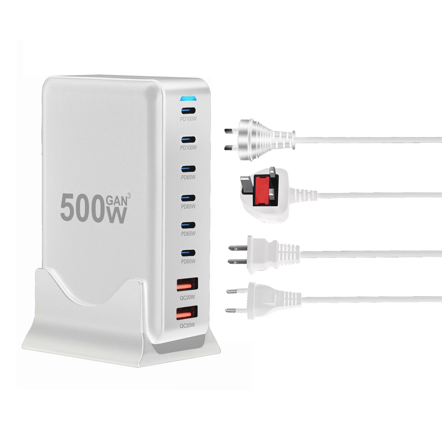 New 500W GaN PD Charger 6C2A Multi-Port Desktop Charger 8 Ports Desktop Charger Hot Item Desktop Charger