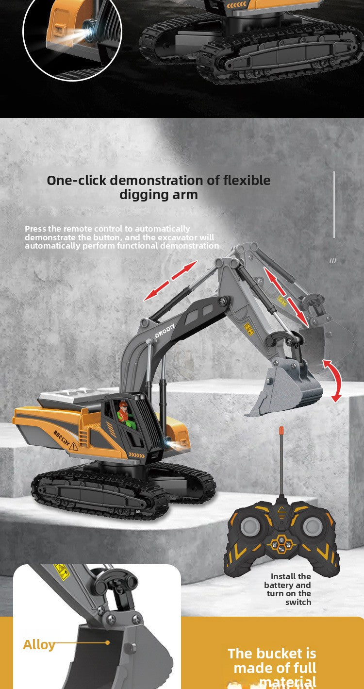 Children's Electric Toy Light and Sound Engineering Vehicle1:20Track Alloy Remote Control Excavator Model