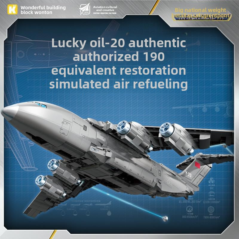 Wonderful Building Blocks Great Power Heavy Equipment Series Y-20 Large Transport Aircraft Model Assembly Toy 23034