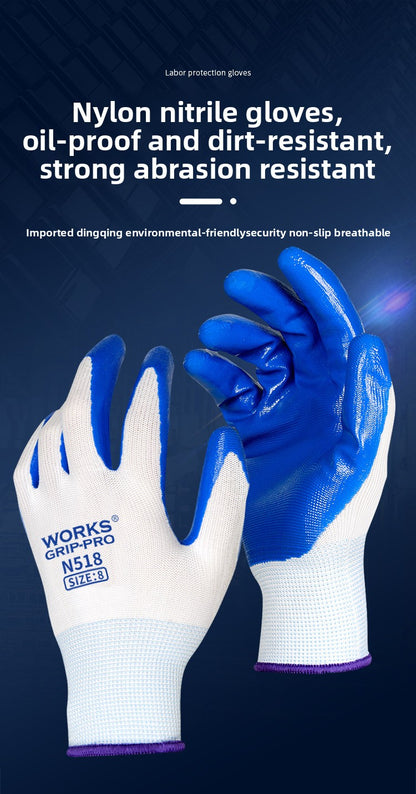 FOR WHOLE SALE ONLY PRICE ON REQUEST                     Nitrile Rubber Coated Labor Protection Gloves for Construction Site Work, Thickened, Wear-resistant, Odorless, Breathable Nylon Latex Work Gloves
