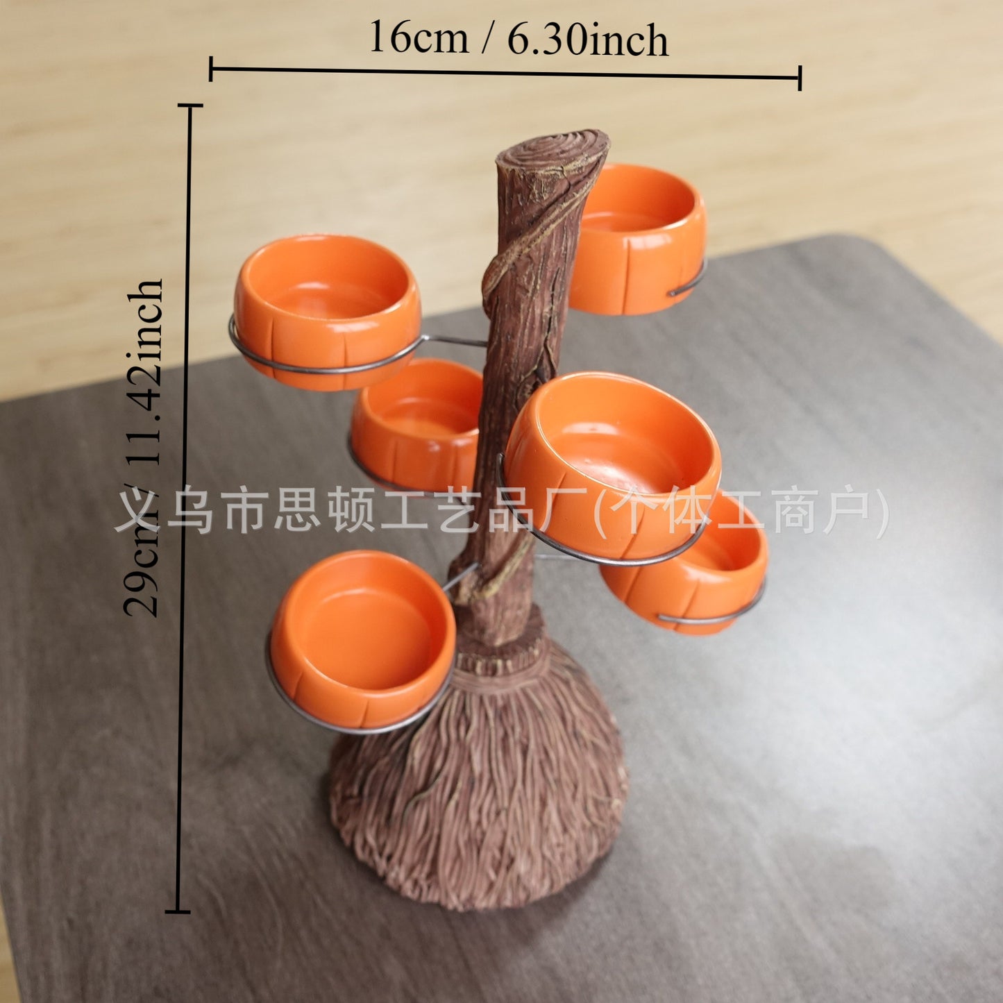 New Halloween Broom Pumpkin Cup Resin Home Desktop Ornament Decoration Storage Tray Creative Design