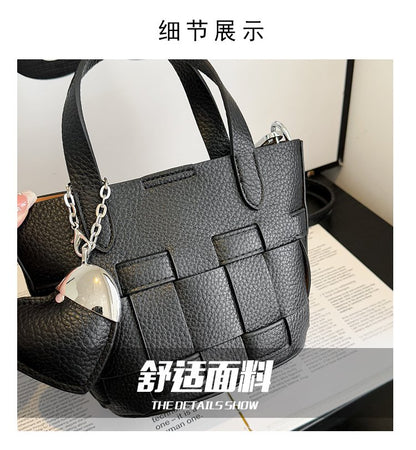 Women's Bag One Size PU Bucket Bag Zipper Shoulder Bag
