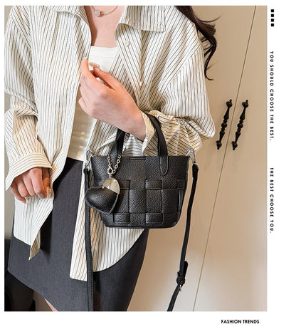 Women's Bag One Size PU Bucket Bag Zipper Shoulder Bag