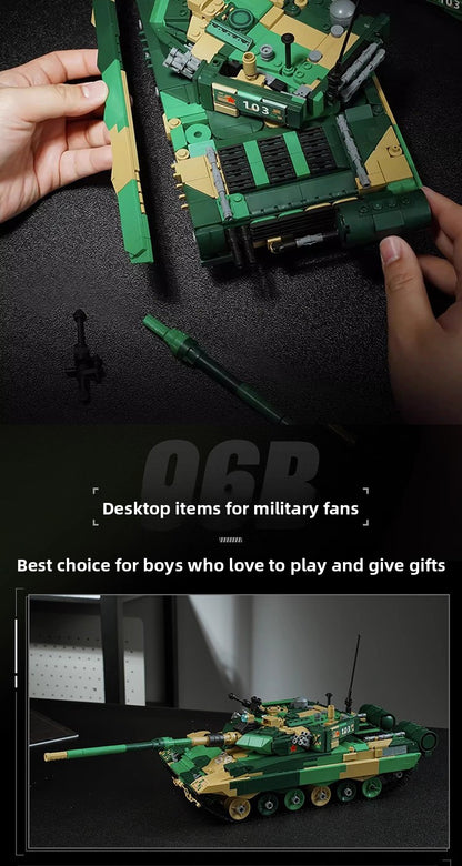 Wonderful Enlightenment Military Building Blocks22021Great Power Heavy Equipment96B Main battle tank small particle assembly big toy for boys