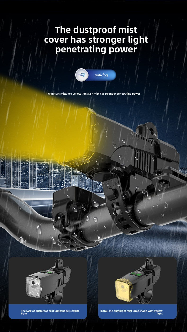 Bicycle Light with Horn Anti-Glare High-Low Beam Switch Front Light Integrated Dustproof Fogproof Front Light