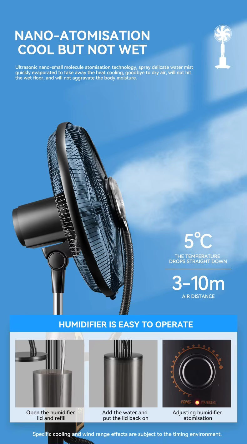 iSolfan Mist Emitting Fan Factory Direct Sale Black Mist Fan Floor Fan