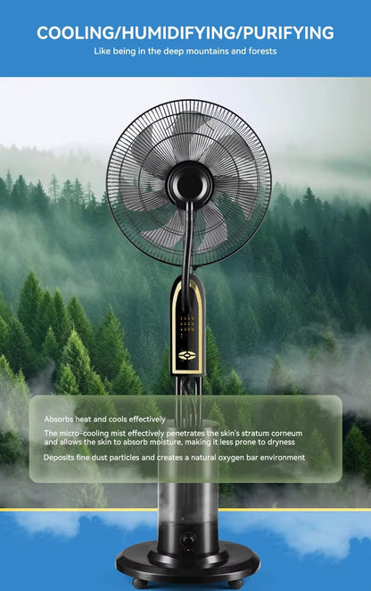 iSolfan Mist Emitting Fan Factory Direct Sale Black Mist Fan Floor Fan
