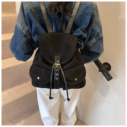 Suede Backpack Women's Large Capacity Retro Backpack