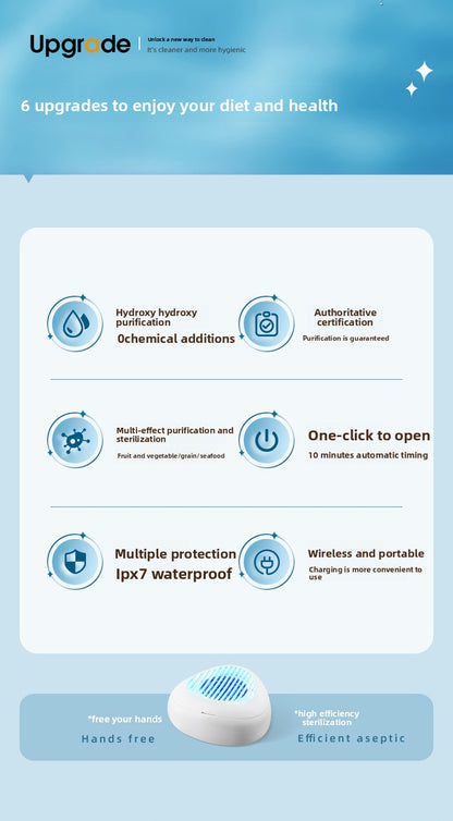 Custom Household Small Fruit Washer Tableware Vegetable Meat Purifier USB Hydroxyl Purifier