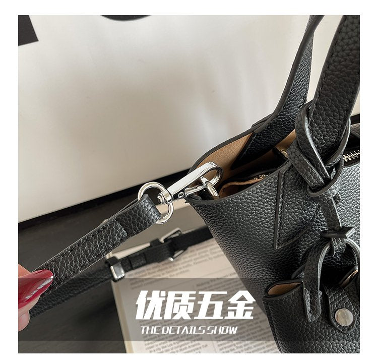 Bucket Bag Shoulder Bag One Size 2025 Spring Magnetic Buckle PU Women's Bag