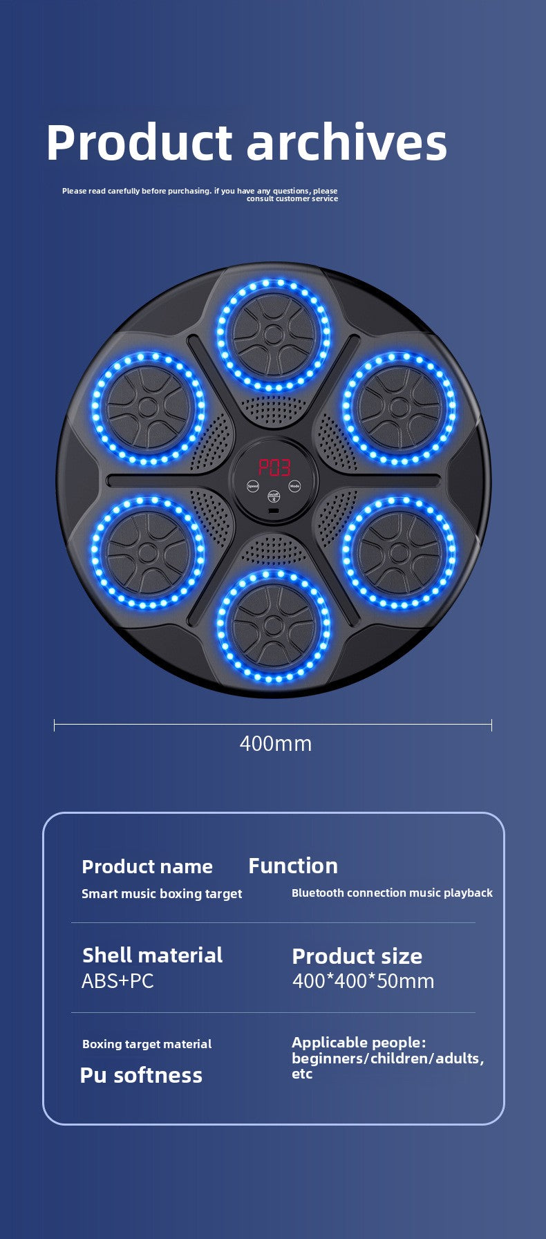 Home Music Boxing Machine Children's Reaction Trainer Adult Bluetooth Boxing Wall Target Smart Hanging Adjustable