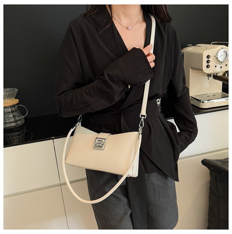 Small Square Bag with Stitching PU Zipper Women's Shoulder Bag One Size