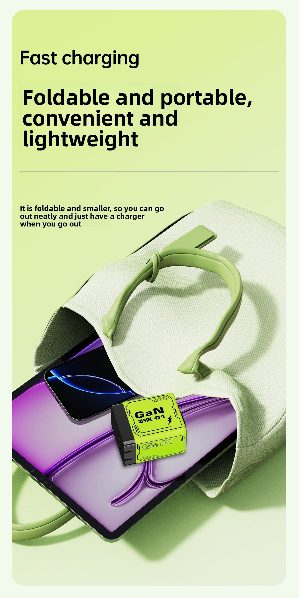 120W Gallium Nitride Charger PD Fast Charging Mobile Phone Charger with Retractable Cable Compatible with Apple and Huawei Chargers