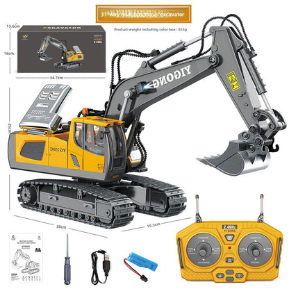 Children's Electric Toy Light and Sound Engineering Vehicle1:20Track Alloy Remote Control Excavator Model