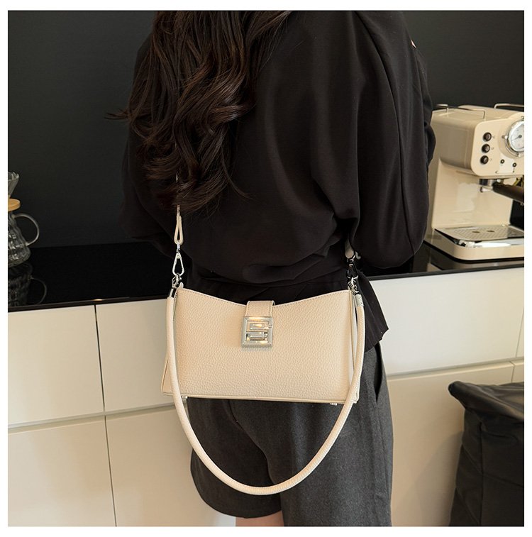 Small Square Bag with Stitching PU Zipper Women's Shoulder Bag One Size