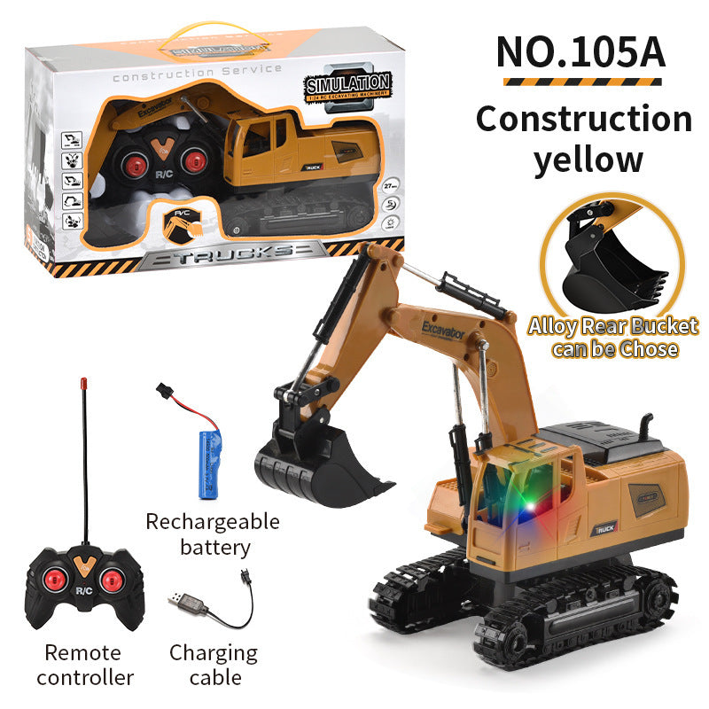 Children's Electric Toy Light and Sound Engineering Vehicle1:20Track Alloy Remote Control Excavator Model