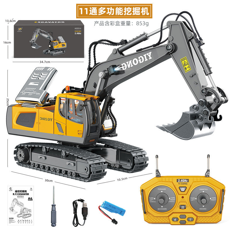 Children's Electric Toy Light and Sound Engineering Vehicle1:20Track Alloy Remote Control Excavator Model