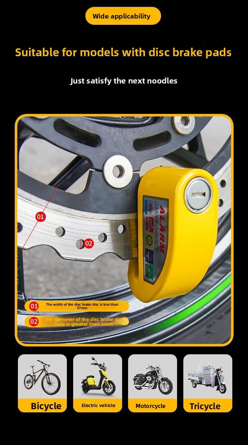 Universal Electric Bike Disc Brake Lock Motorcycle Lock Anti-Theft Bicycle Alarm Disc Brake Lock Mountain Bike Lock Bicycle Lock