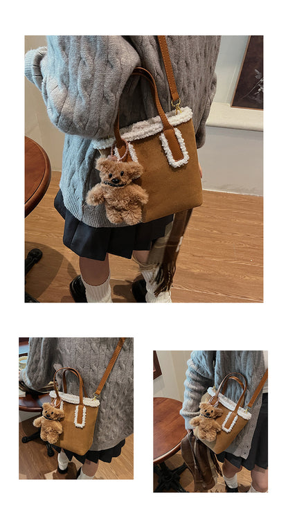 Autumn and Winter Super Hot Style Furry Handbag for Women Simple Fashion Versatile Stylish Single Shoulder Crossbody Bag