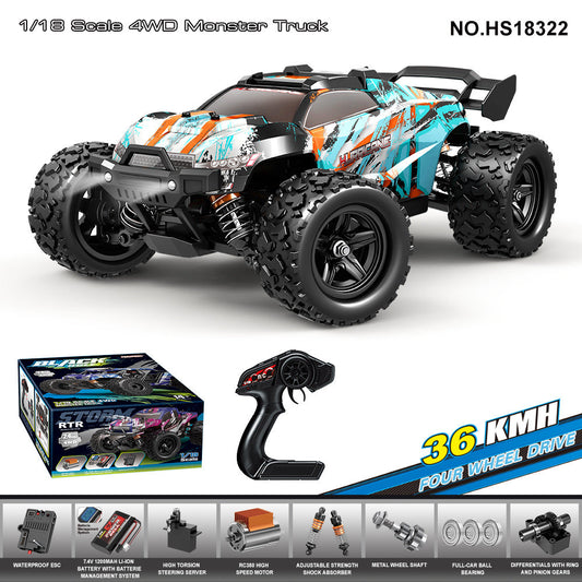 HS18322Brushed Four-Wheel Drive Racing Car36KM/H | 1/18Brushless High-Speed Four-Wheel Drive2.4G Full Scale Professional RC Remote Control Off-Road Big Wheel Bike1/14Brush