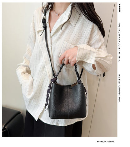 Women's Bag PU One Size Bucket Bag Magnetic Buckle Shoulder Bag