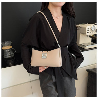 Small Square Bag with Stitching PU Zipper Women's Shoulder Bag One Size