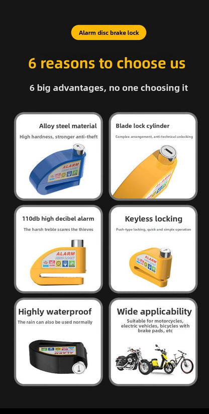 Universal Electric Bike Disc Brake Lock Motorcycle Lock Anti-Theft Bicycle Alarm Disc Brake Lock Mountain Bike Lock Bicycle Lock