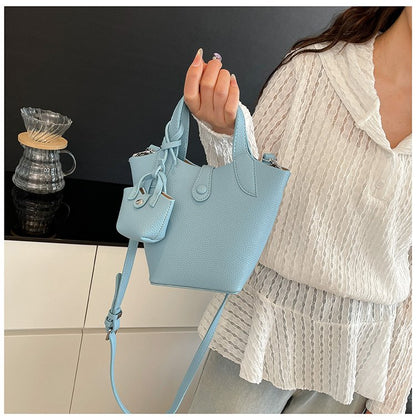Bucket Bag Shoulder Bag One Size 2025 Spring Magnetic Buckle PU Women's Bag