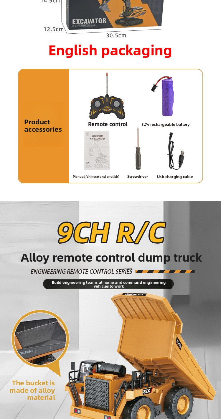 Children's Electric Toy Light and Sound Engineering Vehicle1:20Track Alloy Remote Control Excavator Model