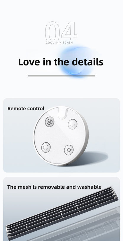 Aiden Kitchen Air Conditioner2025New Model Cooling Wall-Mounted Fan High Wind Power Rechargeable Fan for Home Use with Remote Control