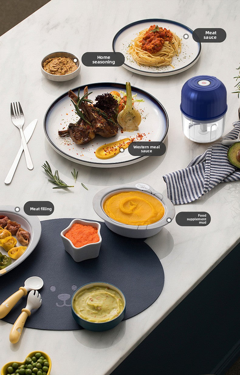 Mini Electric Garlic Herb Fruit Veg Masher Household Wireless Portable Baby Food Processor Kitchen Multifunctional Meat Grinder Garlic Chopper