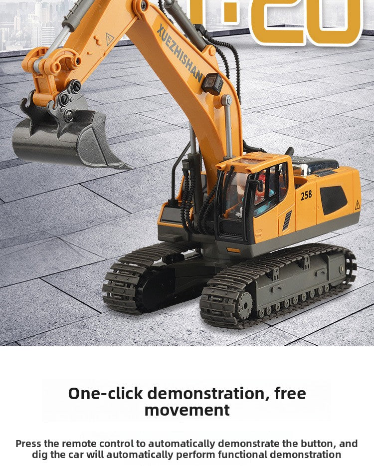 Children's Electric Toy Light and Sound Engineering Vehicle1:20Track Alloy Remote Control Excavator Model
