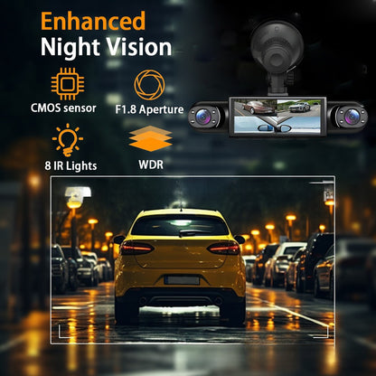 Four-Lens Surveillance Dash Cam HD 1080P Front Left Right Rear with Reversing Image.