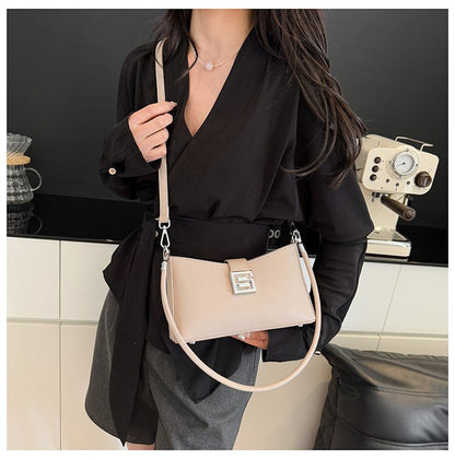 Small Square Bag with Stitching PU Zipper Women's Shoulder Bag One Size